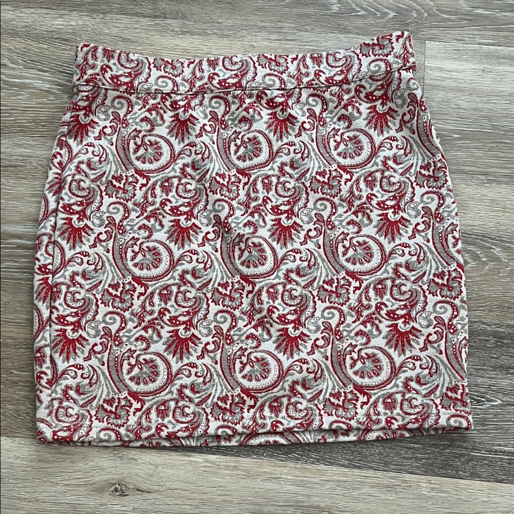 Free People Red and White Patterned Skirt